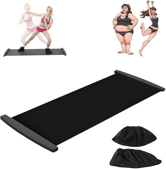 Slide Board with Shoe Cover Slimming Exercise Guide Slide Mat for Leg Pot Training Fitness and Athletic Training, Exercise Equipment for Low Impact Balance Training