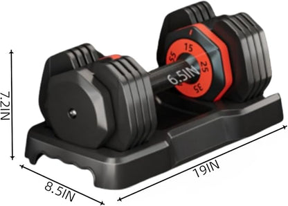 55LB Dumbbell, Adjustable Dumbbell Set, Free Dumbbell with Weights Change, Black Dumbbell with Secure Lock Slots, Adjustable Dumbbell for Men and Women for Home Gym, Black