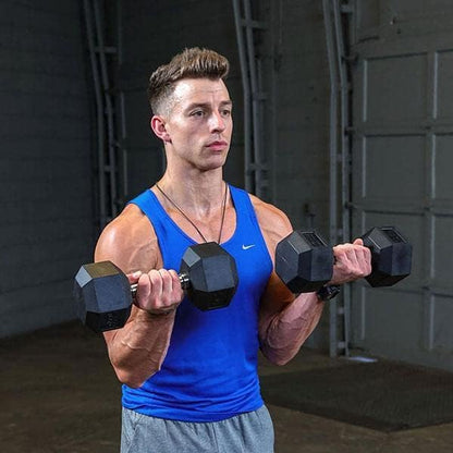 Body-Solid Rubber Coated Hexagon Dumbbells