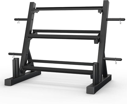 Holleyweb 3 Tier Dumbbell Weight Rack, Dumbbell Rack Stand Only,Adjustable Width Weight Rack for Dumbbells, Suitable for Storage of Weight Plates, Kettlebell and Dumbbell