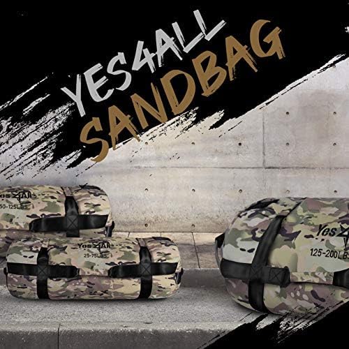 Yes4All Sandbags for Working Out, Adjustable Sand Bags for Weight Training with Handles, Multiple Colors & Sizes 5-200lbs