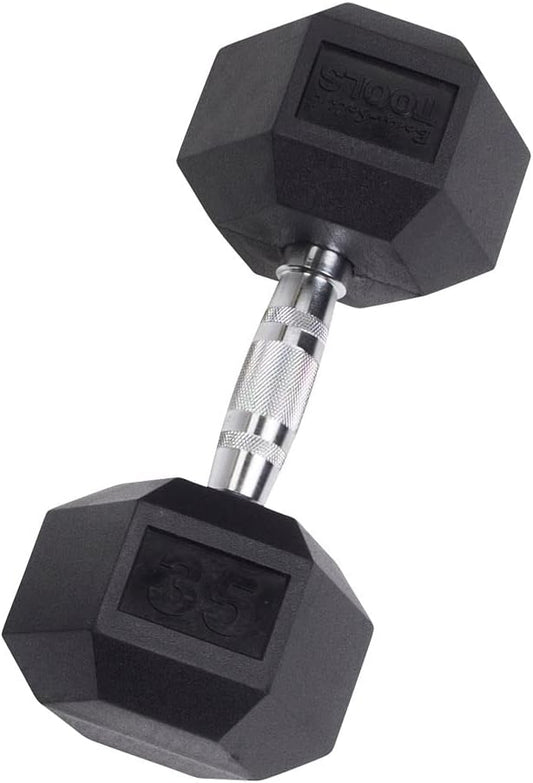 Body-Solid Rubber Coated Hexagon Dumbbells, Hand Weights For Men and Women, Weights Dumbbell for Strength Training, Body Building Home Gym Training Gear