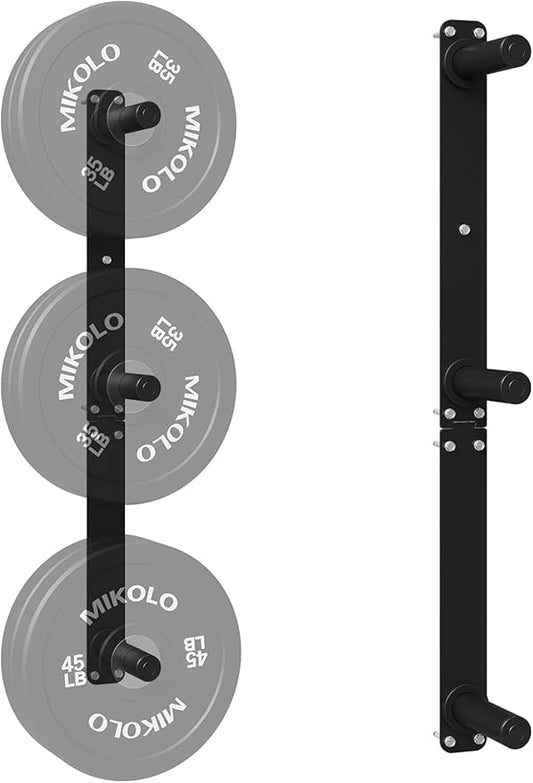 Mikolo Weight Plate Storage Rack, Wall Mounted Weight Plate Holder, Bumper Plate Storage for Home Gym, Fit 1"and 2"Plates