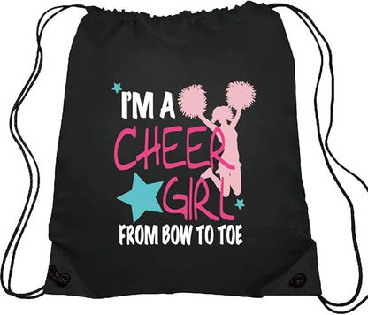 Haizct I'm A Cheer Drawstring Backpack, Cheerleading Drawstring Gym Bag for Cheerleaders Draw String Backpack Gym Sports Sack Bag Cheerleading Gifts for woman