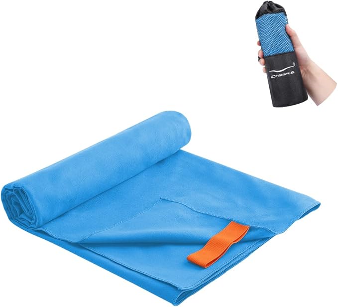 CHARS Microfiber Camping Towels Super Absorbent, Quick Dry Towel Sports Towel Beach Towel (63"x30") with a Carrying Bag Ultra Compact Gym Towel for Beach, Hiking, Travel, Gym, Pool, Yoga, Swimming