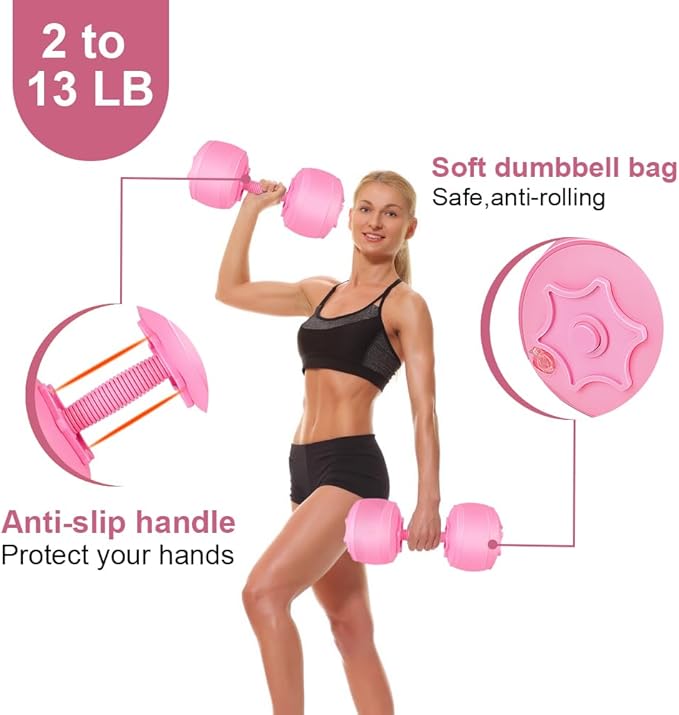 Water Filled Dumbbells Set - Water Filled Weights - Portable Travel Weights - Weights Adjustable Dumbbells - Portable Fitness Equipment - Strength Training - Fitness and Shaping