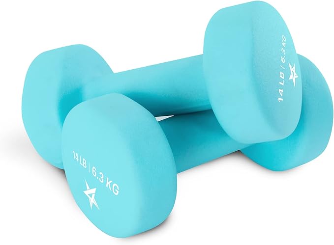 Yes4All Neoprene Coated Dumbbell Hand Weight Sets of 2 - Multiple Weight Options with 15 Colors, Anti-roll, Anti-Slip, Hexagon Shape