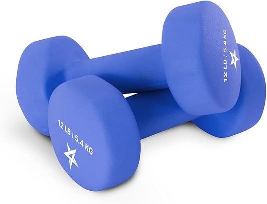 Yes4All Neoprene Coated Dumbbell Hand Weight Sets of 2 - Multiple Weight Options with 15 Colors, Anti-roll, Anti-Slip, Hexagon Shape