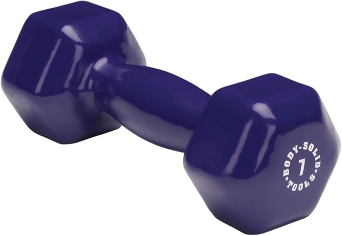 Body-Solid Tools Vinyl Dumbbell for Aerobic Training & Physical Therapy, Hand Weights for Women, Hex End Dumbbells