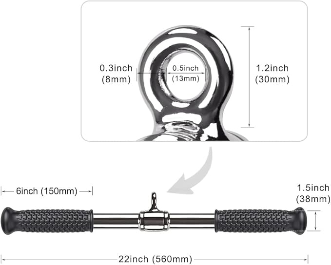 SELEWARE LAT Pull Down Cable Bar Machine Attachments for Gym, Rotating Straight Bar with Non-Slip Rubber Handle Grip, Universal Attachment for Cable Machines Pulley System & Resistance Bands