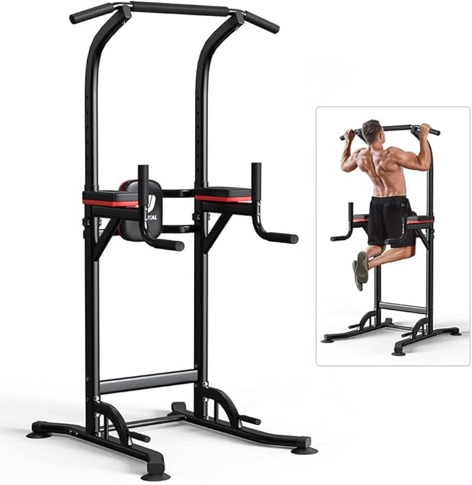 Wesfital Pull Up Bar Power Tower Dip Bar Station Dip Stand Multi-Functional Workout Equipment Strength Training Machine for Men Women Home Gym