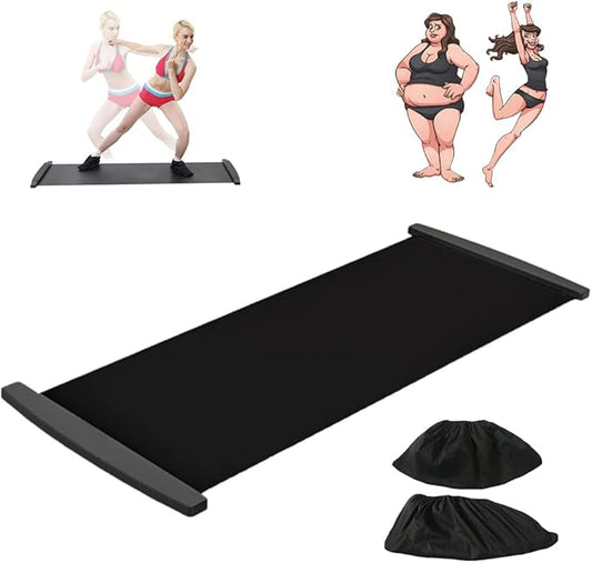 Slide Board with Shoe Cover Slimming Exercise Guide Slide Mat for Leg Pot Training Fitness and Athletic Training, Exercise Equipment for Low Impact Balance Training