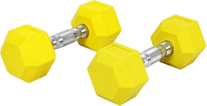 Signature Fitness Colored Rubber Coated Hex Dumbbell Weight Set,Multiple Packages