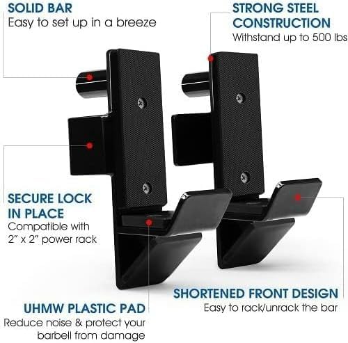 Yes4All Attachments Capacity 1000 LBS for 2x2" Tube, 1" Hole Power Cage including J-Hook, Spotter Arm, Dip Bar for Squat Rack
