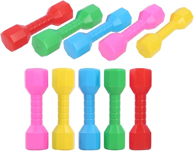 Kids Plastic Hand Dumbbells,plplaaoo 10Pcs/Set Dumbbells for Children, Home Gym Exercise Barbell, Children Exercise Fitness Sport Toy Gift