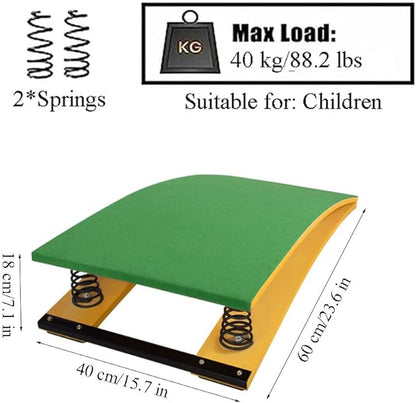 Children's Gymnastics Springboard Pedal, Built-in Thickened Spring, Wooden Board, Takeoff and Somersault Power Board Elastic Board(Size:Two Springs40*60 * 18cm,Color:Green)