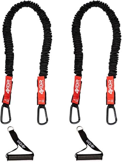 Resistance Cords - Shoulder and Core Resistance Bands - Perfect for Dynamic Warmups and Rehab - Deluxe Pair of 2 Black Cords and 2 Universal Handles - 4KOR Fitness