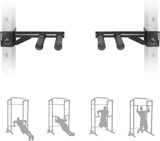 SYL Fitness Dip Bar Attachments for 2" x 2" or 3" x 3" Power Rack - Narrow & Wide Dips Double Handles (Patent Pending)