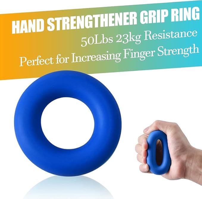 Grip Strength Trainer 7 Pack Adjustable Hand Gripper, Finger Stretcher Resistance Extensor Bands, Finger Exerciser, Grip Strength Ring & Stress Ball, Hand Grip Strengthener, Black