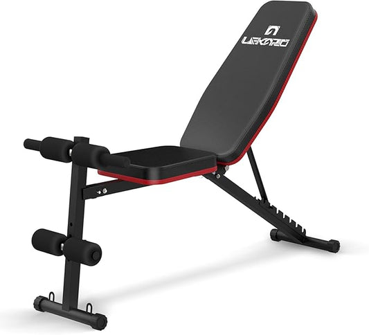 LEKÄRO Adjustable Weight Bench Press, Foldable Workout Bench for Home Gym, Strength Training Bench for Full Body Workout Incline Decline Exercise (Black)