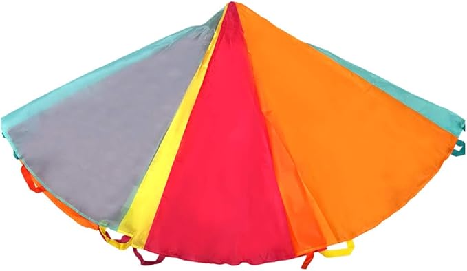 SPINFOX Play Parachute 6FT, 10FT, 20ft Play Parachute with Handles Multicolored Parachute for Kids, Kids Play Parachute for Indoor Outdoor Games Exercise Toy