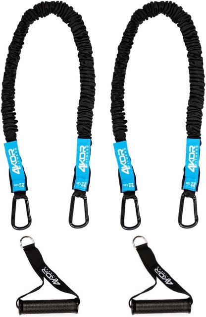 Resistance Cords - Shoulder and Core Resistance Bands - Perfect for Dynamic Warmups and Rehab - Deluxe Pair of 2 Black Cords and 2 Universal Handles - 4KOR Fitness