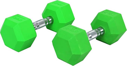 Fivids Colored Rubber Encased Hex Dumbbell in Pairs