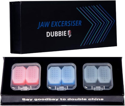 Dubbie Not Damage Teeth Jawline Exerciser, 3 Resistance Levels, 6 pcs Silicone Jawline Exerciser Tablets for Men & Women, Facial Fitness Trainer, Acne Treatment & Slimming Device