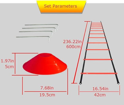 Speed Agility Training Set 12 Cones, 4 Steel 1 Skipping