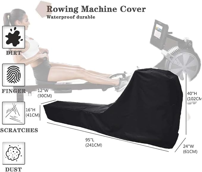 J&C Rowing Machine Cover 420D Heavy 300lb Weight 2 Rowing 95x24x40inch