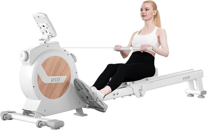 SNODE Rowing Machine for Home, Sturdy Rower Machinewith LCD Monitor, Ergonomic Seat, Dual Rail, High Weight Capacity