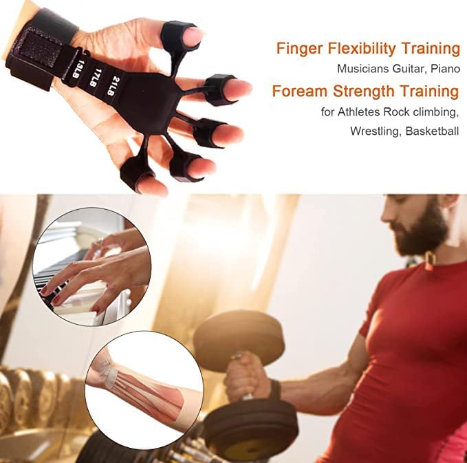 Grip Strength Trainer,Finger Strengthener, the gripster Strength Trainer,Hand Grip Strengthener 6 Resistant Level Finger Exerciser-Adjustable Hand Strengthener for Hand Therapy(2PCS)