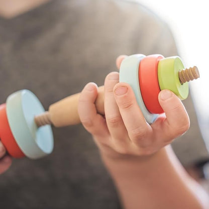 Kids Wooden Toy Dumbbell Set: Colorful Toddler Workout Equipment - Fun Exercise Weights for Children - Safe and Durable Kids Weight Set - Active Play and Fitness Habits - 2pc Kids Gym