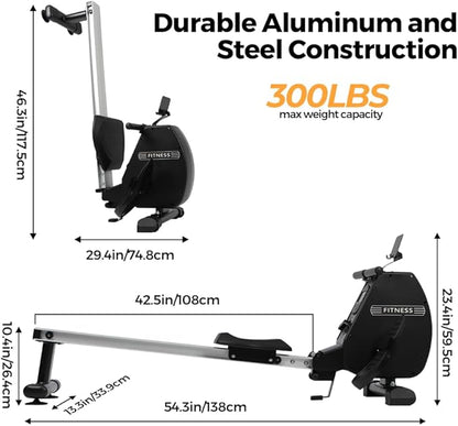 Panana Magnetic Rower Machine Compact Foldable Rowing Machine 8 Levels, 300lb Weight