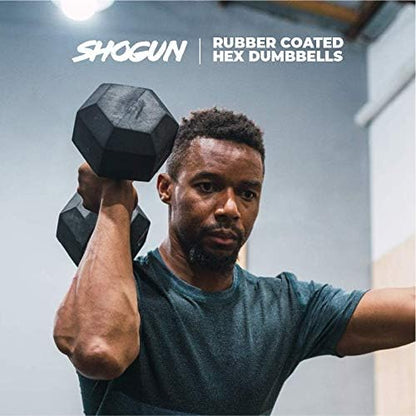 Shogun Hex Dumbbells. Available Hex Dumbbells from 5-55 LBS For Home Workouts, Weight & Strength Training. 5 to 20 LB Hex Dumbbells Sold in Pairs. 25 to 55 LB Hex Dumbbells Sold as Single.