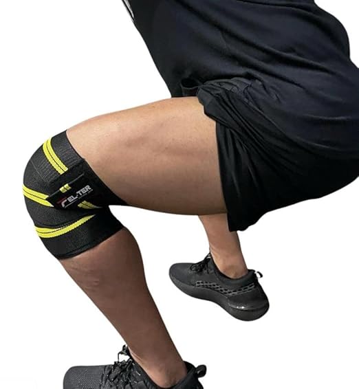 ONE SIZE KNEE WRAPS FOR GYM, GYM, WEIGHTS, OUTDOORS (YELLOW)