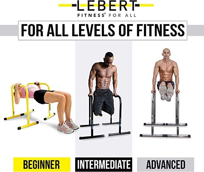 Lebert Fitness | The Original Bodyweight, Pull-Up & Dip Bars for Home Gym | All Fitness Levels | Includes Free Mobile App & Lebert Community Access (Yellow EQ/BAR Combo)