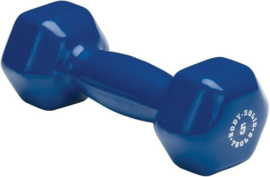 Body-Solid Tools Vinyl Dumbbell for Aerobic Training & Physical Therapy, Hand Weights for Women, Hex End Dumbbells