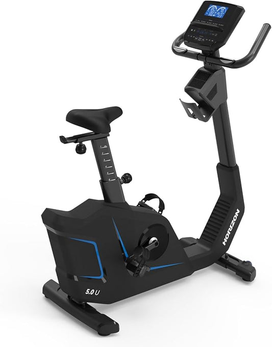 Horizon Fitness 5.0U Upright Bike, Fitness & Cardio, Magnetic Resistance Cycle with Bluetooth, Padded Seat, Step-through Frame, and 300lb Weight Capacity