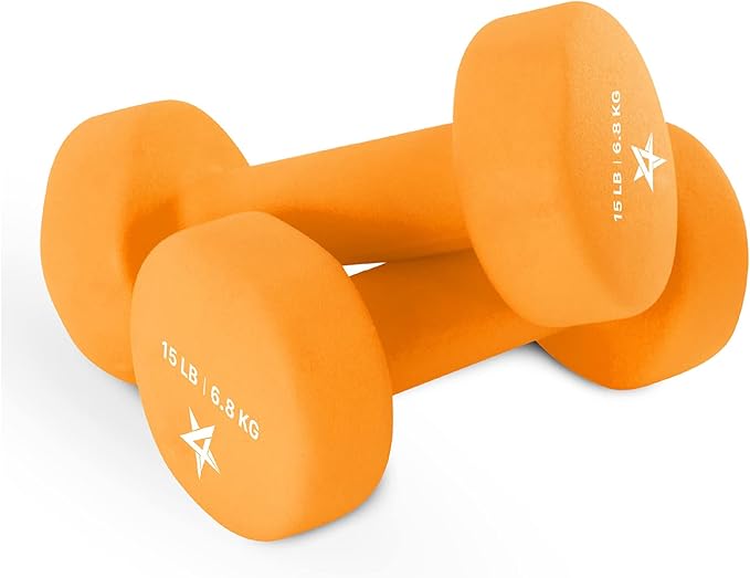 Yes4All Neoprene Coated Dumbbell Hand Weight Sets of 2 - Multiple Weight Options with 15 Colors, Anti-roll, Anti-Slip, Hexagon Shape