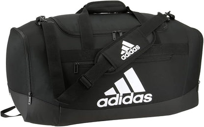 adidas Unisex Adult Defender 4 Medium Duffel Bag, Black/White, One Size