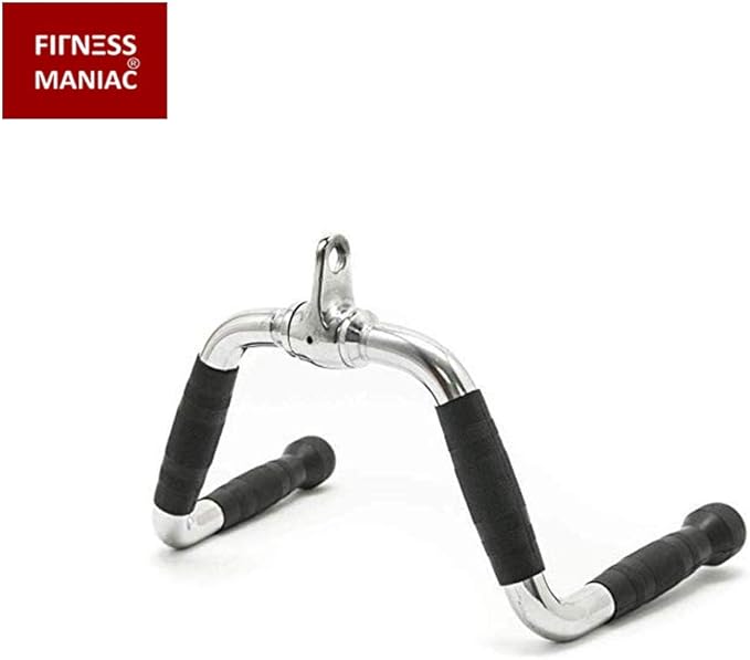 FITNESS MANIAC Home Gym Cable Attachment Handle Machine Exercise Chrome PressDown Strength Training Home Gym Attachments