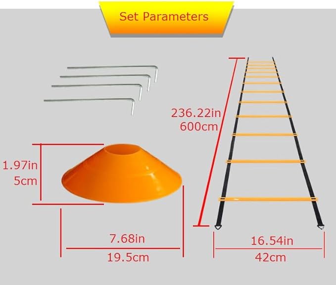 Speed Agility Training Set 12 Cones, 4 Steel 1 Skipping