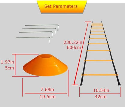 Speed Agility Training Set 12 Cones, 4 Steel 1 Skipping