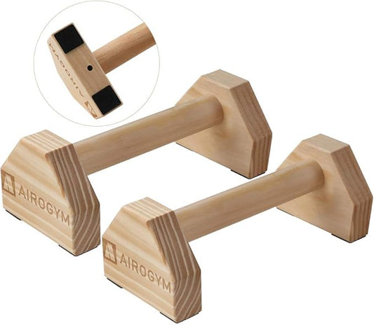 Push-up Stand, 2 PCS Wood Pushup Bars Non-Slip Base Exercise Home Workout Equipment, 30CM Wooden Parallettes Handle Stands Grip for Men Strength Training, Planks Calisthenics