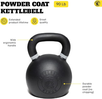 Kettlebell Kings Powder Coated Kettlebell Weights 5-90 LB | Workout Gym Equipment & Strength training sets for Women & Men | Durable Coating for Grip Strength, Rust Prevention