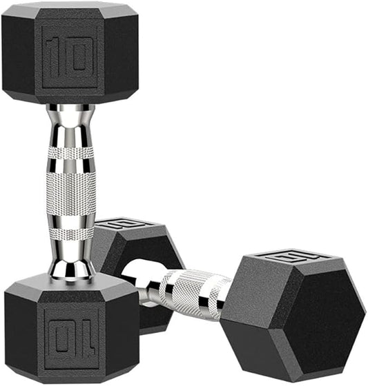 ZCFLYYD Hex Dumbbells in Pairs, Rubber Encased & Solid Cast-Iron Core Free Weights Dumbbells for Home Gym -Set of 2