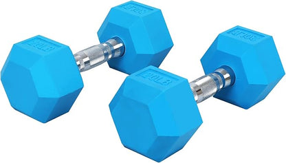 Signature Fitness Colored Rubber Coated Hex Dumbbell Weight Set,Multiple Packages