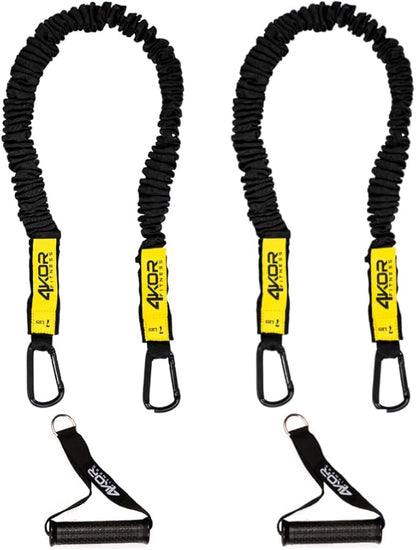 Resistance Cords - Shoulder and Core Resistance Bands - Perfect for Dynamic Warmups and Rehab - Deluxe Pair of 2 Black Cords and 2 Universal Handles - 4KOR Fitness