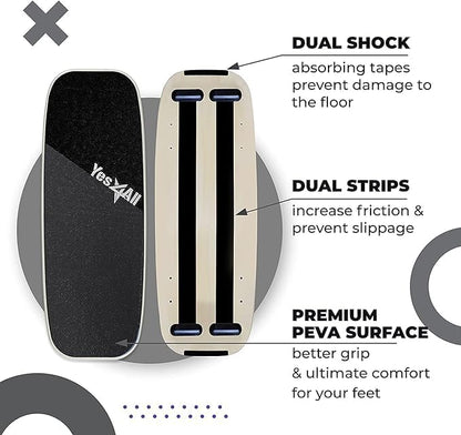 Yes4All Premium Surf Balance Board Trainer with Adjustable Stoppers for Improve Balance, Build Strength & Surf Trainer